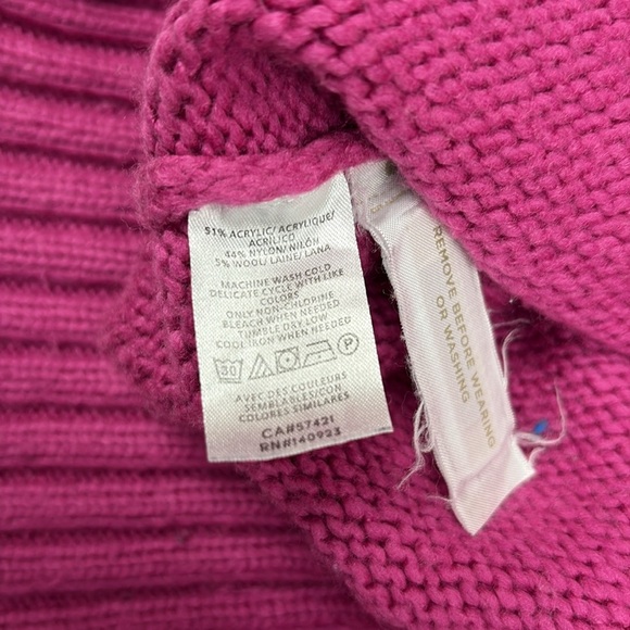 Ann Taylor Ribbed Knit Turtleneck Relaxed Pullover Boxy Wool Sweater Magenta XS - Picture 8 of 8